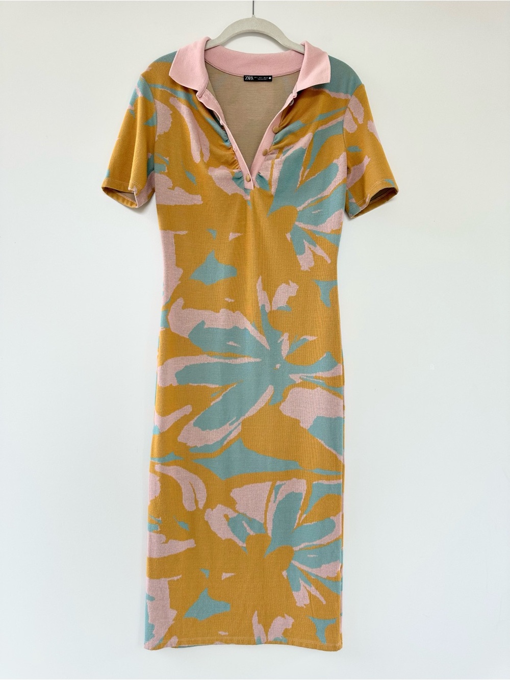 Zara Polo Jacquard Midi Dress Sz S (LIKE NEW)